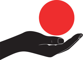 A Black Hand Holding a Red Ball with a White Outline also transparent background
