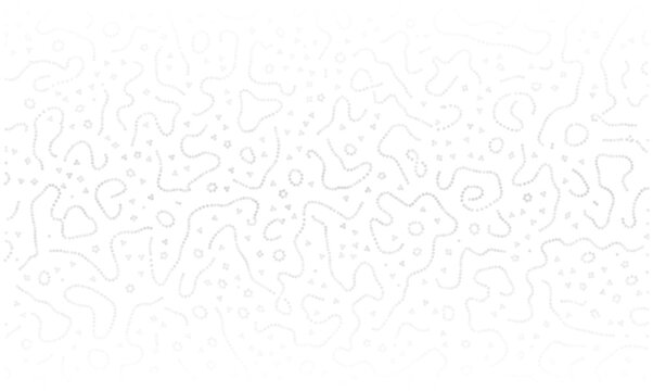 Abstract vector background with gray dotted trails resembling microbiology structures or nanotechnology particles. White biotechnology texture suitable for medical or scientific design concepts.