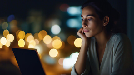 Faceless young woman works on laptop takes notes in notebook home office work  remote working professional productivity digital workspace study environment