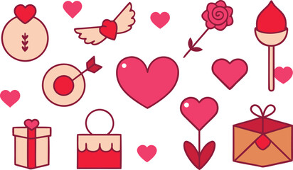 Celebrate valentine's day with love and gifts isolated on transparent background, Vector, illustration