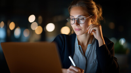 Faceless young entrepreneur taking notes in working at night late hours productivity  professional dedication business planning home office workplace