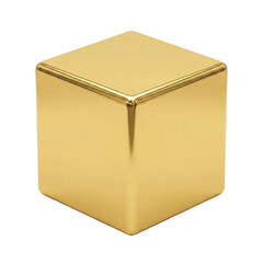 A sleek golden cube with rounded edges, transparent background