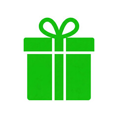 A simple green gift box icon, transparent background