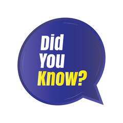Did you know fun fact question icon illustration design, Have you heard yet sign illustration template, Do you know explanation and education sign