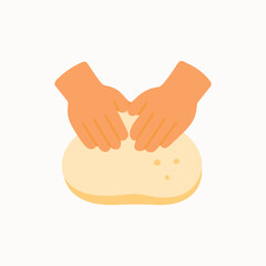 Baking dough, Preparing food with hand icon logo flat vector design