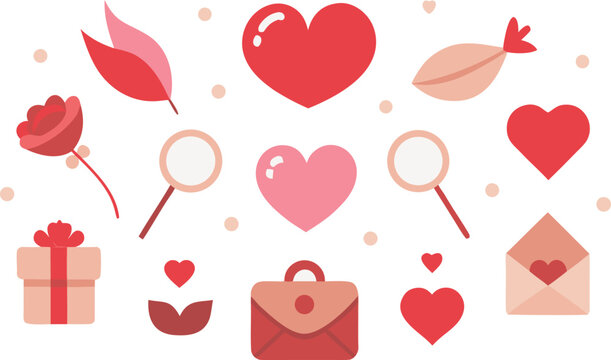 Celebrate valentine's day with heartfelt gifts and surprises isolated on transparent background, Vector, illustration