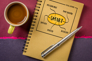 SMART goal setting framework - specific, measurable, agreed, realistic and time bound.