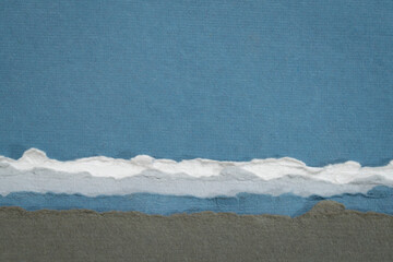 abstract landscape in pastel tones,  a collection of handmade rag art papers