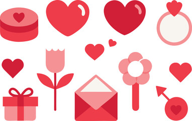 Celebrate valentine's day with love and gifts isolated on transparent background, Vector, illustration
