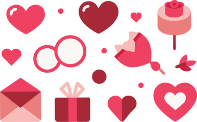 Celebrate valentine's day with love and gifts isolated on transparent background, Vector, illustration