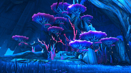 bioluminescent fantasy nature garden 3 © Nhoir