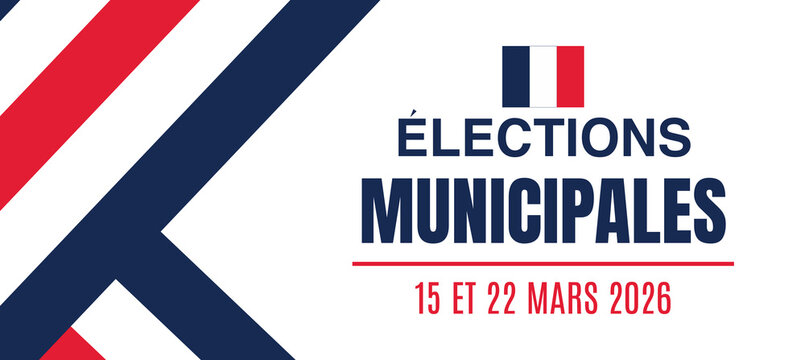 France Municipal Election 2026 Brush Style Banner with National Flag