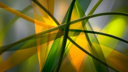 Intertwined Flora: A mesmerizing close-up captures the dynamic interplay of vibrant leaves and stems. The image is an artistic composition of organic forms.
