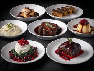 assortment of delectable dishes and desserts for a festive celebration isolated on a clear background