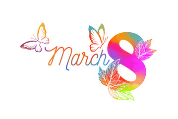 Womens day 8 march element colored. Woman international celebration vector template