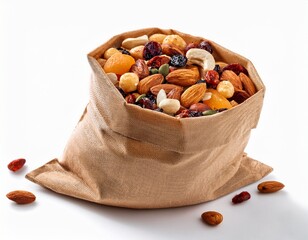 trail mix in a brown package isolated on white background