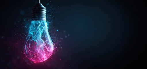 Futuristic light bulb with glowing neural energy representing artificial intelligence innovation and ideas