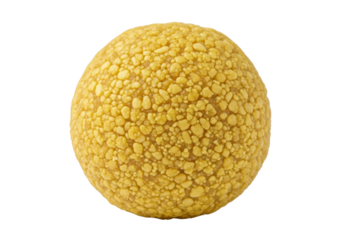 yellow textured loofah sponge ball isolated on white background