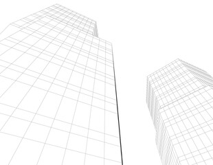 Fototapeta premium Architectural drawing 3d vector drawing