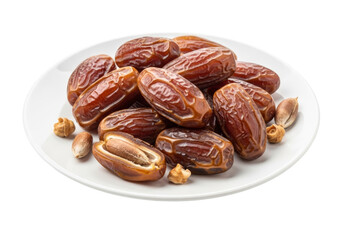 Obraz premium medjool dates on white plate for ramadan eid mubarak feast