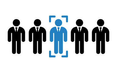 Illustration of diverse business professionals standing in a row isolated on transparent background