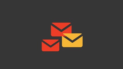 Message Icons: A trio of stylized envelope icons, rendered in bold hues, sit against a muted backdrop, representing digital communication and correspondence. - Powered by Adobe