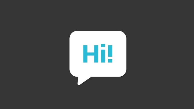 Chat Bubble Greeting: A simple, modern chat bubble displays the greeting Hi!, set against a muted backdrop, perfect for conveying straightforward communication and friendly conversation.