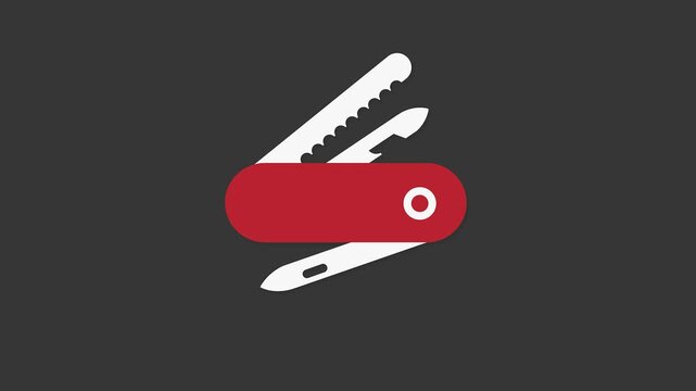 Multifunctional Knife on Gray Background: A versatile and vibrant multi-tool knife with its various components extended, showcasing the utility on a sleek gray backdrop.