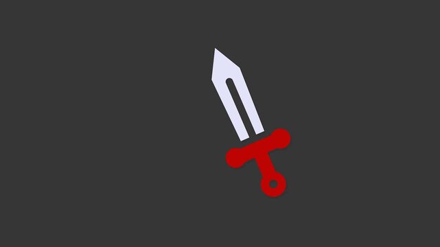 Minimalist Sword Design: A sleek and abstract illustration of a sword, with a simple yet striking design. Featuring a red hilt and a bright blade against a dark backdrop. 