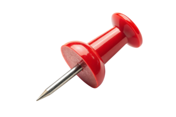 Red pushpin on black background for organization and planning