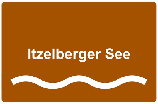 Illustration eines Namensschildes f&uuml;r den "Itzelberger See" in Baden-W&uuml;rttemberg	