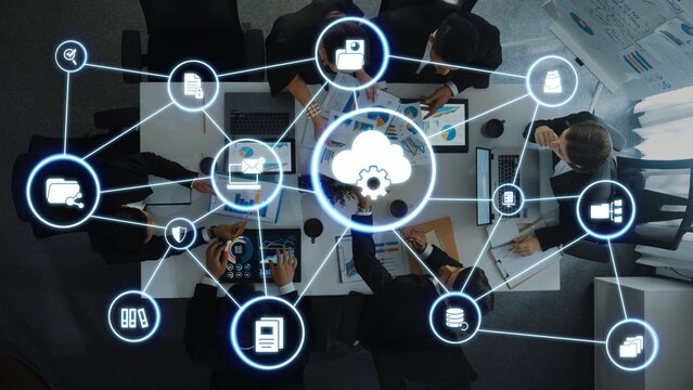 Concept design of managing online documents with cloud storage, digital file management, and secure sharing. Online documents improve workflow, online documents enhance security. Funnel - Powered by Adobe