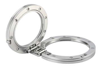 Shiny metal porthole with open cover on black background