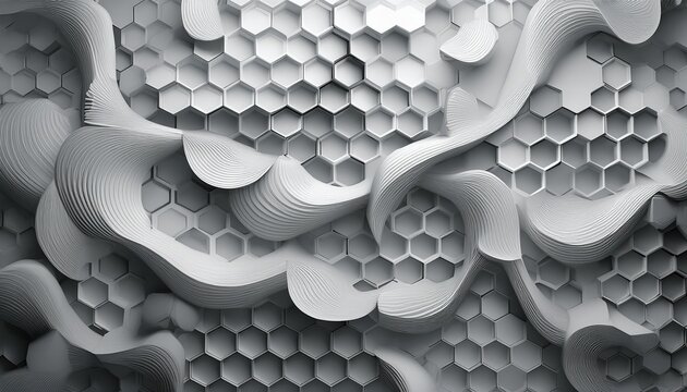 abstract honeycomb pattern light gray 3d - Powered by Adobe