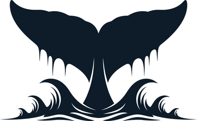 Whale Tail Wave Emblem Ocean Vector Illustration