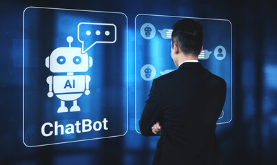 Chatbot interface representing artificial intelligence customer support and automated response system for business communication. Parse