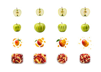 Fresh fruit assortment with apples, peaches, and pomegranates