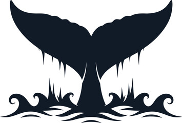 Whale Tail Ocean Silhouette Nature Vector Illustration