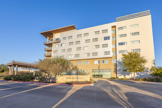 Bryan, Texas, United States - January 14, 2026: The Stella Hotel is a four-star hotel that features two outdoor pools and four on-site restaurant options.
