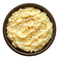 Grits in dish isolated on transparent background