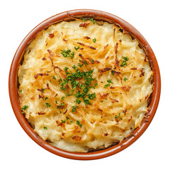 Hash Browns in dish isolated on transparent background