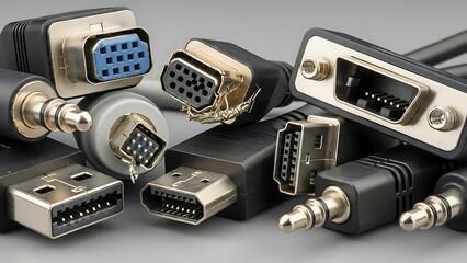 Computer connectors and cables, various ports and plugs