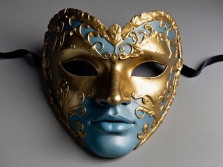 Eine venezianische Maske liegt auf dem Tisch