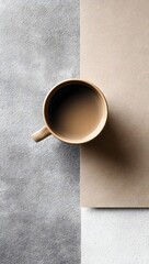 Minimalist black and white background with a coffee cup offering a sleek and elegant design for creative projects
