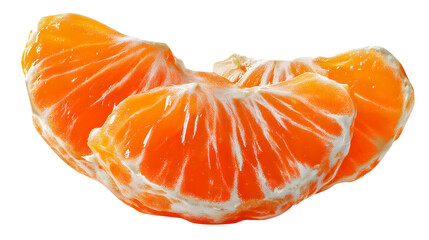 Peeled orange segments isolated on a transparent background