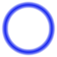 Blue circle frame neon blur geometric shape round element sign soft simple plain symbol isolated png