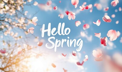Hello Spring Floral Blossom Background