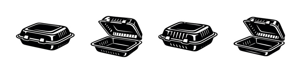 Takeout containers vector icons set: eco-friendly, sustainable, packaging options