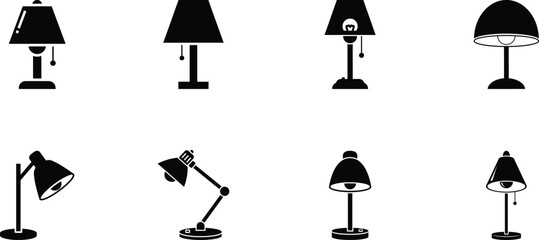 Obraz premium Collection of various desk lamps in different styles and positions
