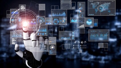 AI interacts with data analytics dashboard, reading trends, improving decisions, and enhancing insights using advanced data analytics capabilities. Marrow